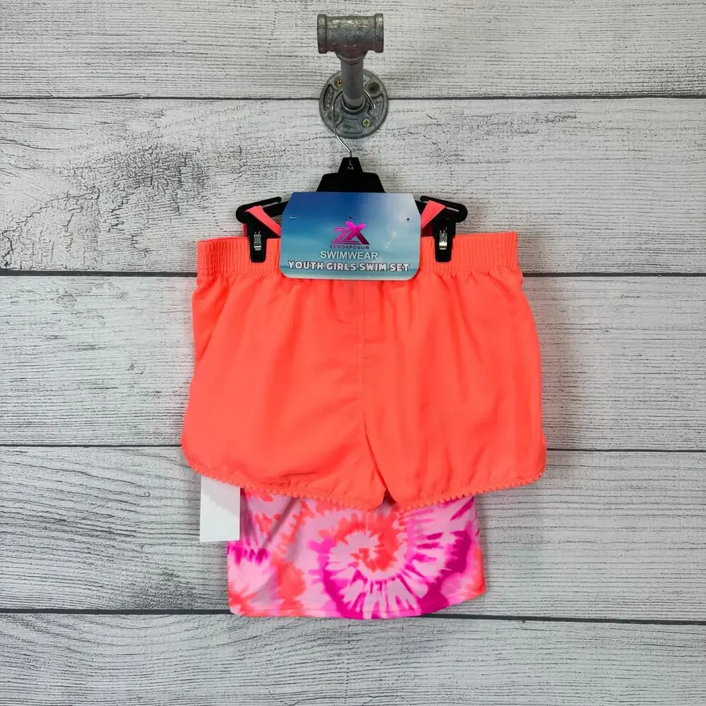 Zeroxposur Girl's Orange & Pink 3 Piece Swimwear Set Size Large (14)